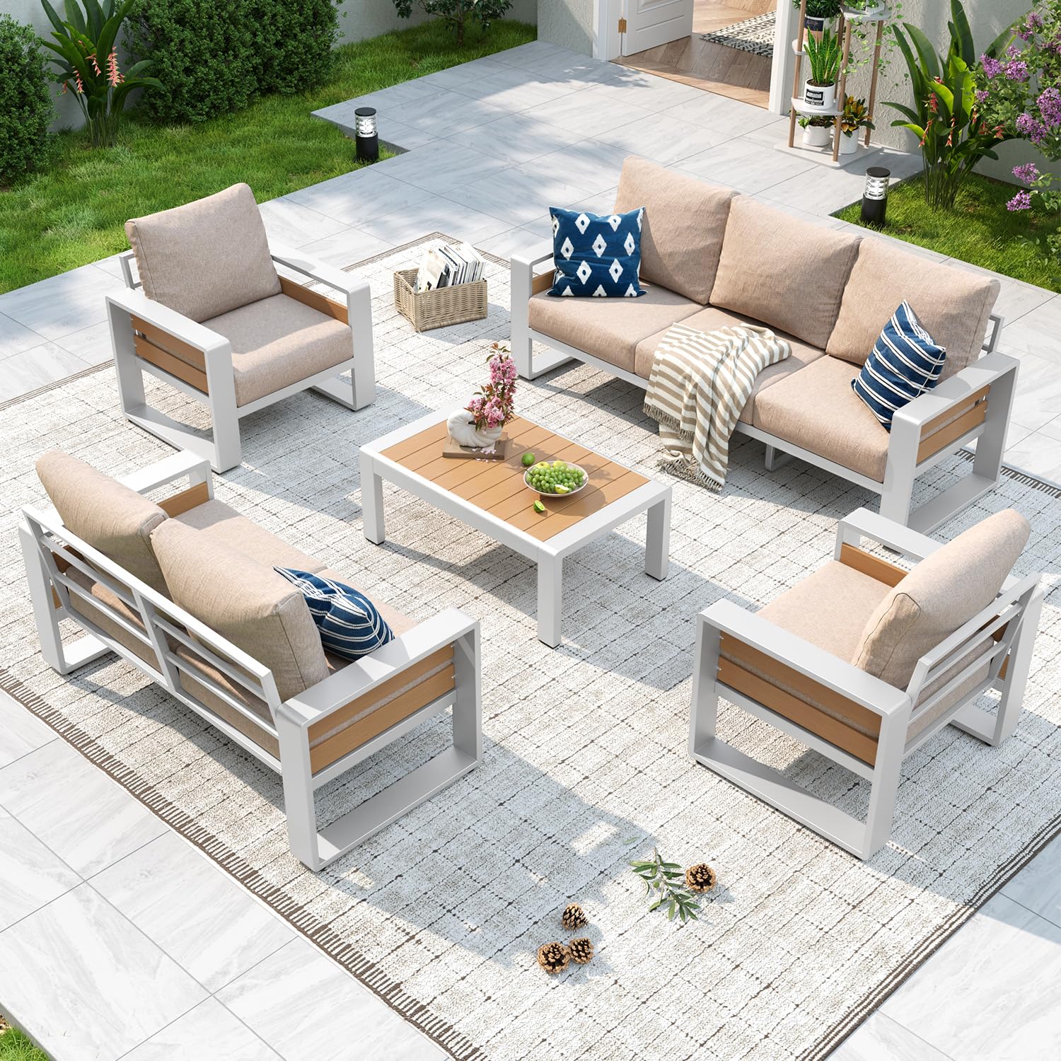 Outdoor Furniture Japanese Style - Aluminum Patio Furniture Set, 5 Piece