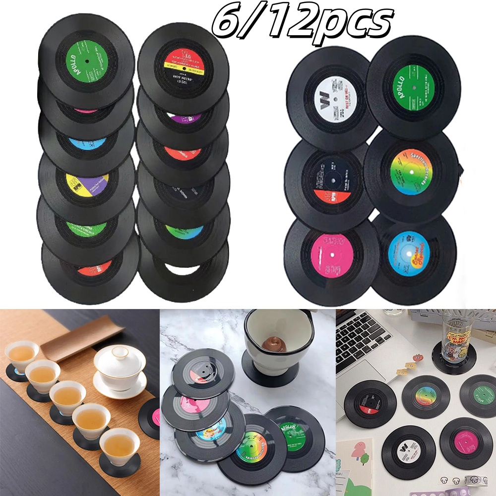 Outdoor Furniture Vintage - 6/12pcs Vintage Mug Coaster Colorful Retro