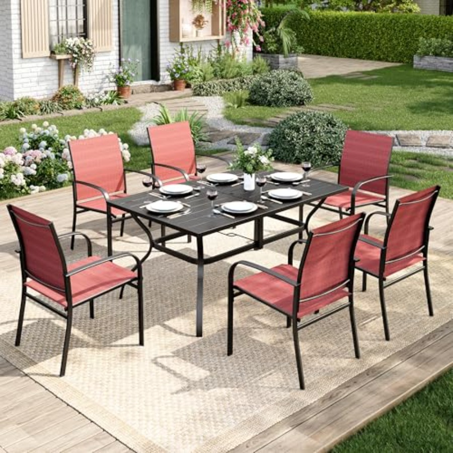 Patio dining set for 6: metal  - Outdoor Furniture Dining Set recensione e prezzo