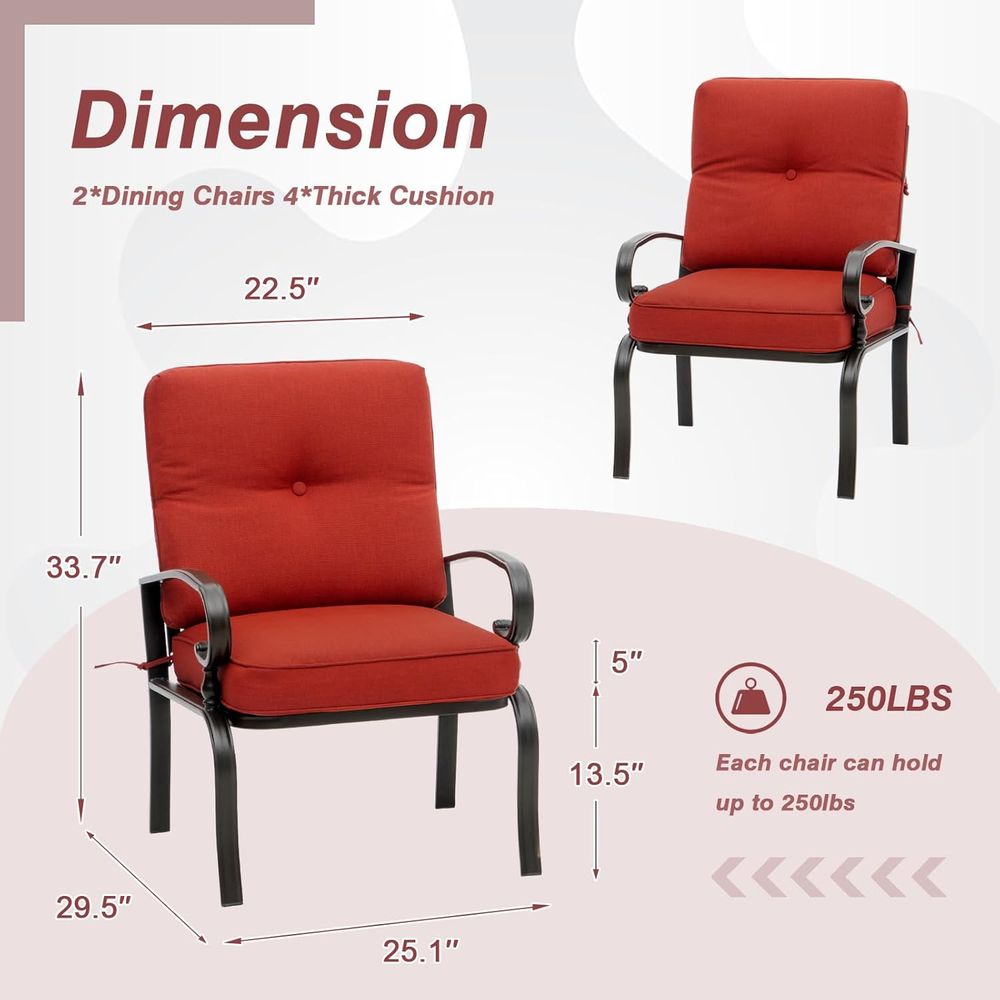 Red Outdoor Patio Bistro Chair - Outdoor Furniture Dining Set recensione e prezzo