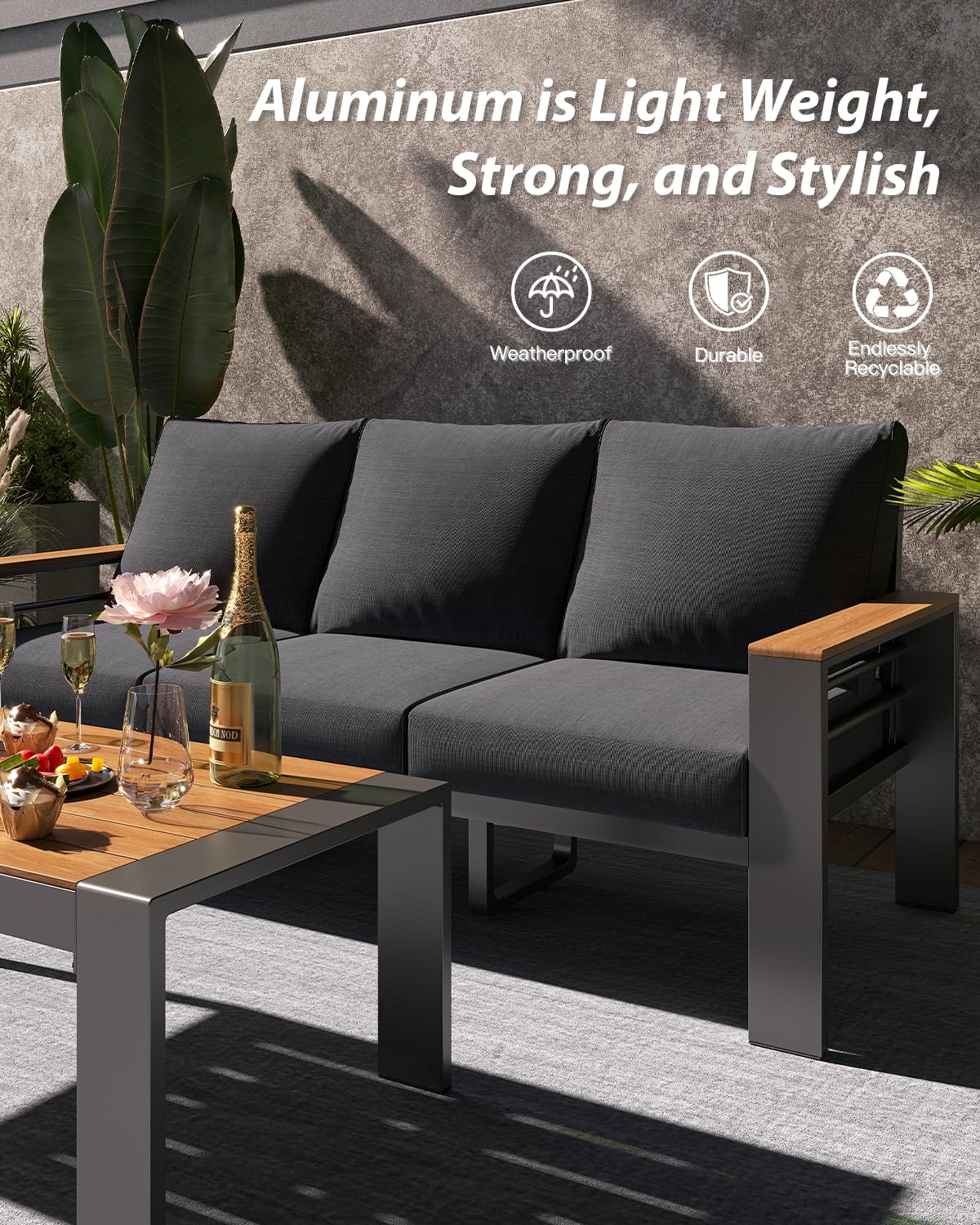 Aluminum 5 Seat Outdoor Sectio - Outdoor Furniture Japanese Style recensione e prezzo