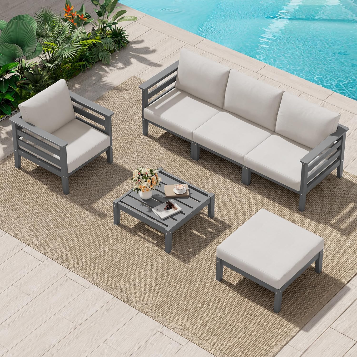 HDPE Patio Furniture Set, 6 Pi - Outdoor Furniture Japanese Style recensione e prezzo