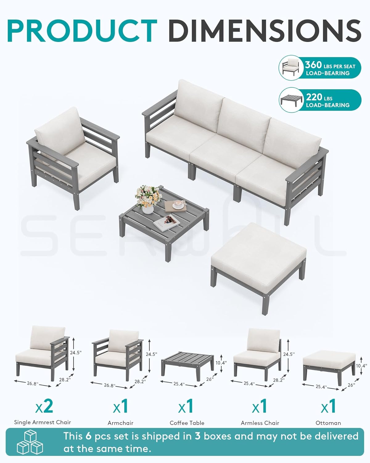 HDPE Patio Furniture Set, 6 Pi - Outdoor Furniture Japanese Style recensione e prezzo