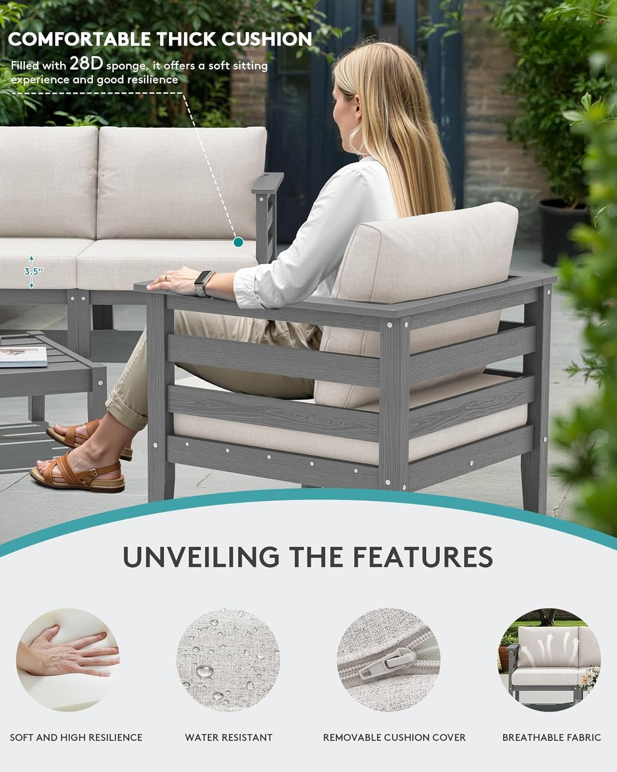 HDPE Patio Furniture Set, 6 Pi - Outdoor Furniture Japanese Style recensione e prezzo