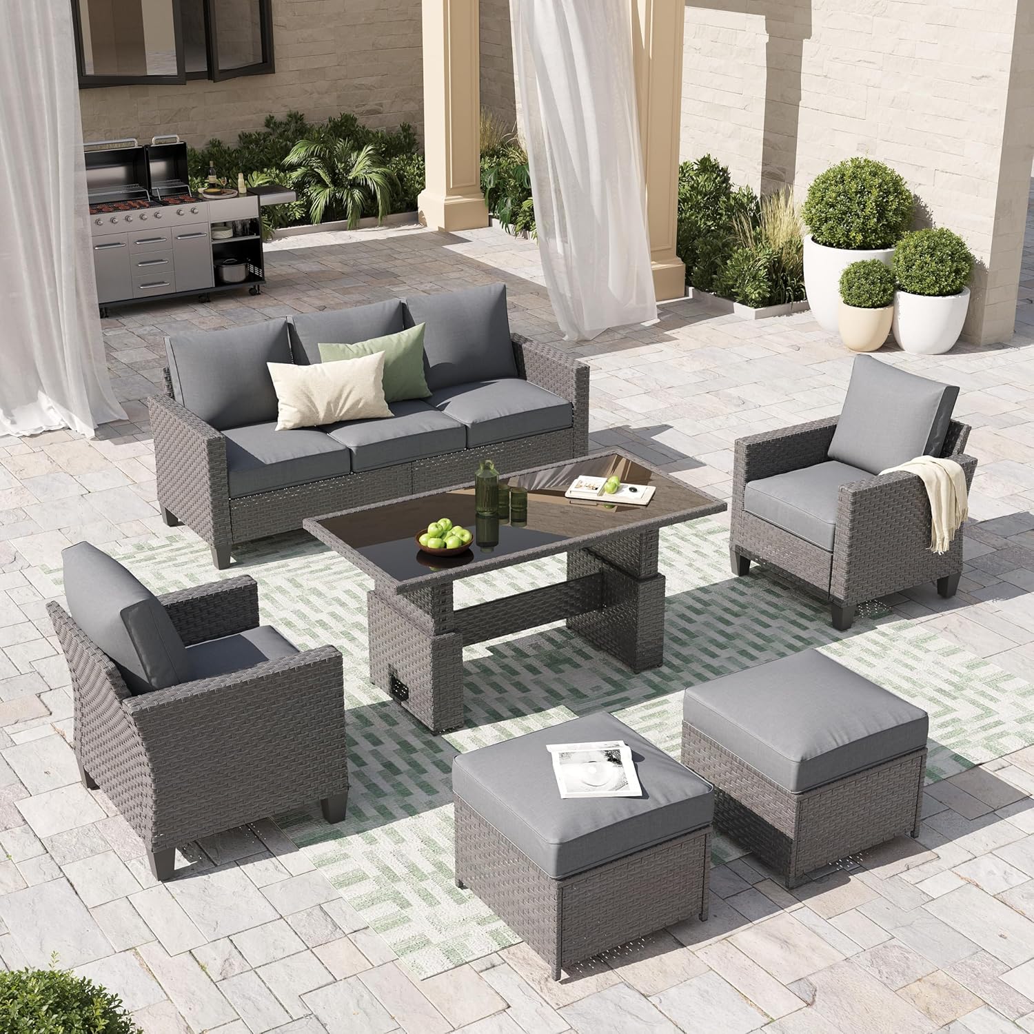 6pcs Grey PE Rattan Outdoor Se - Outdoor Furniture Dining Set recensione e prezzo