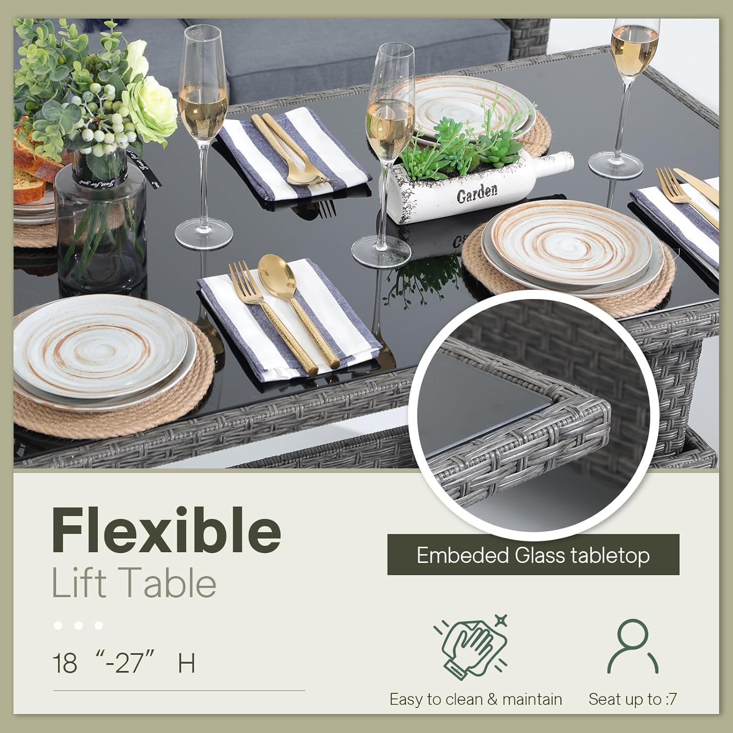 6pcs Grey PE Rattan Outdoor Se - Outdoor Furniture Dining Set recensione e prezzo