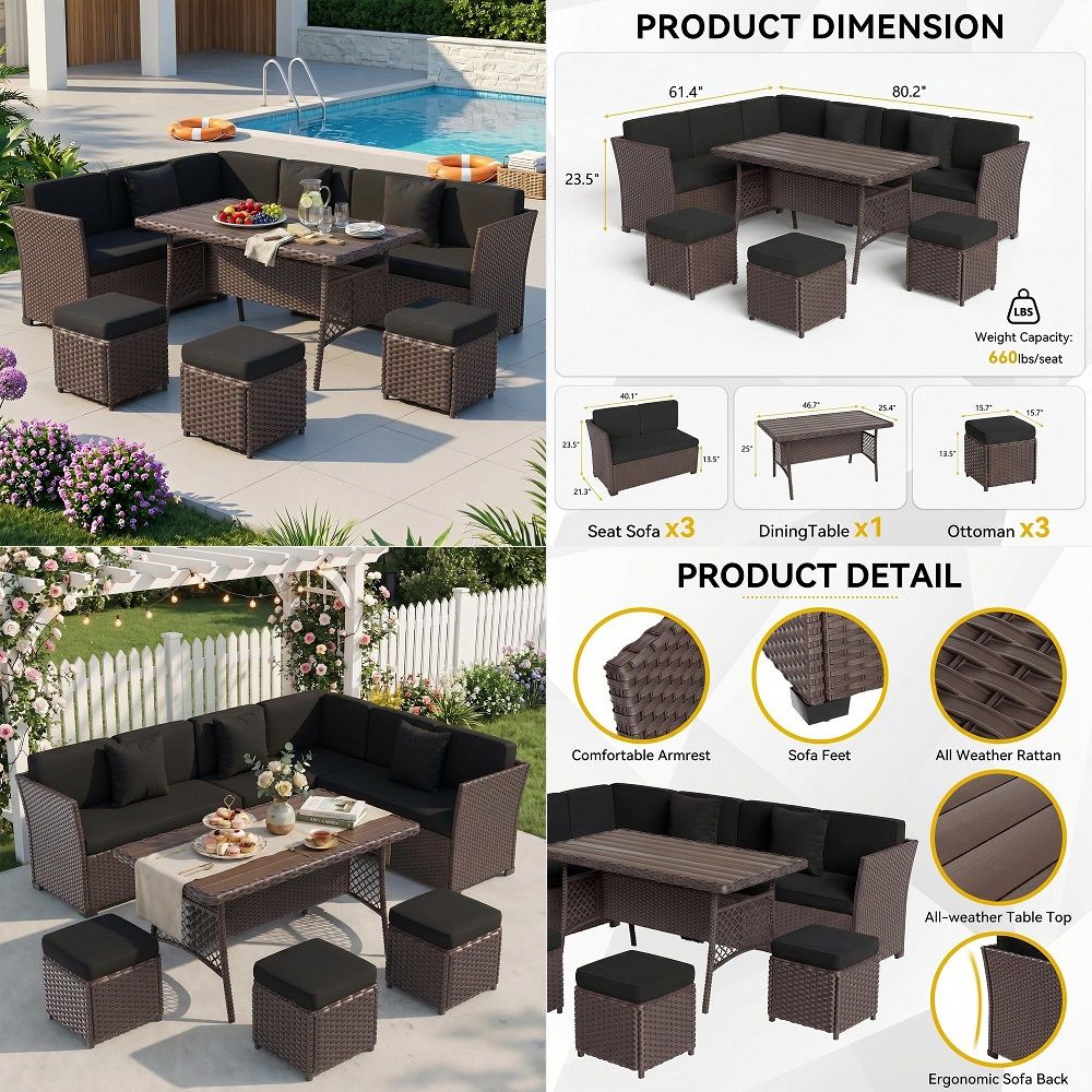 Furniture Set, 7 Pieces Outdoo - Outdoor Furniture Dining Set recensione e prezzo