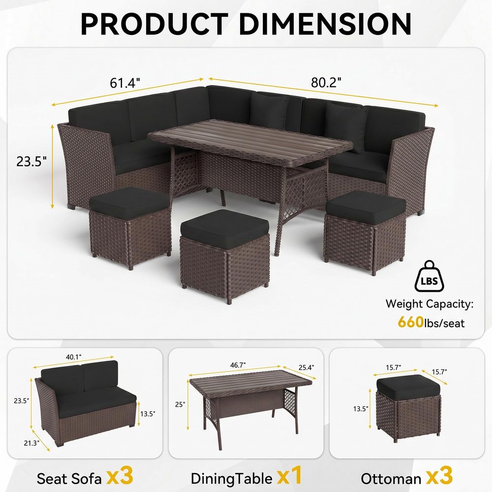 Furniture Set, 7 Pieces Outdoo - Outdoor Furniture Dining Set recensione e prezzo