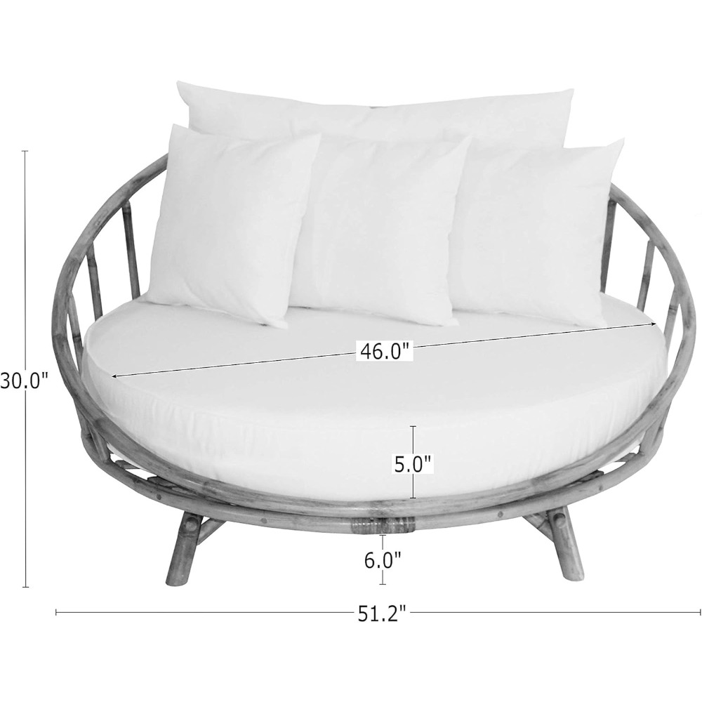 ZEW Rattan Bamboo Round Daybed - Outdoor Furniture Japanese Style recensione e prezzo