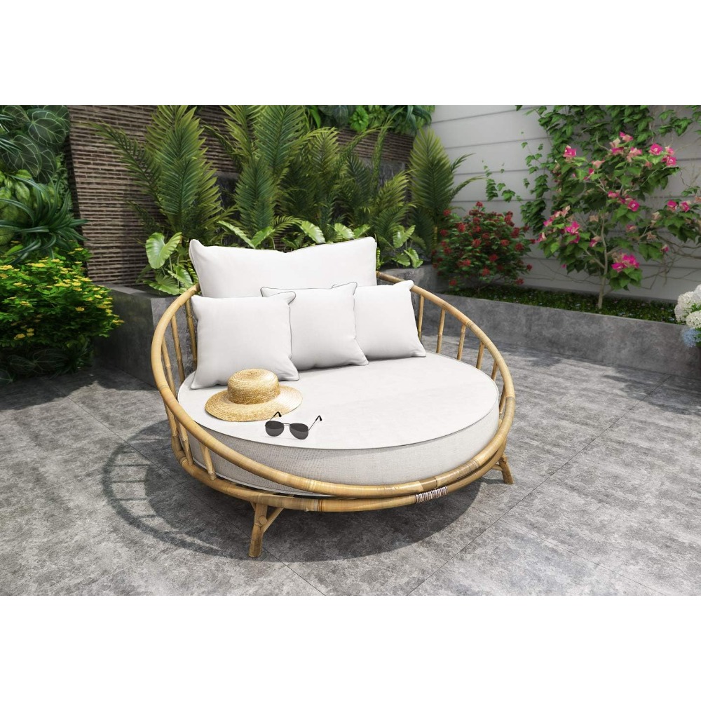 ZEW Rattan Bamboo Round Daybed - Outdoor Furniture Japanese Style recensione e prezzo