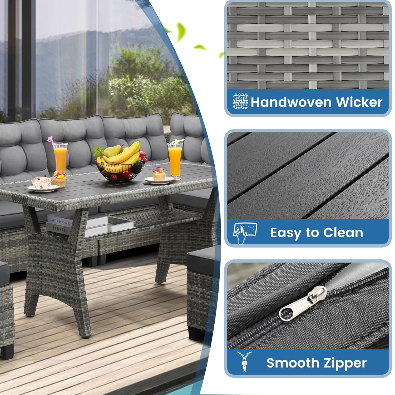 6-Piece Patio Sectional Sofa D - Outdoor Furniture Dining Set recensione e prezzo