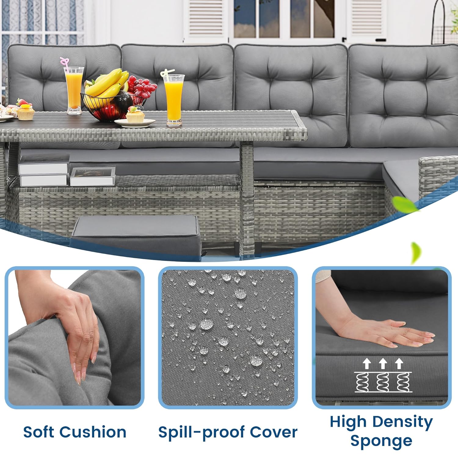 6-Piece Patio Sectional Sofa D - Outdoor Furniture Dining Set recensione e prezzo