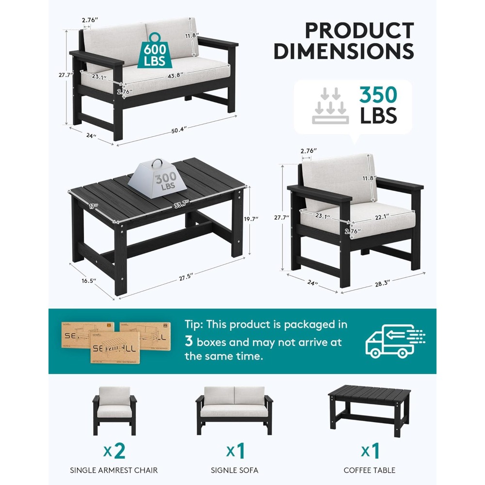 4 Pieces HDPE Outdoor Sofa Set - Outdoor Furniture Japanese Style recensione e prezzo