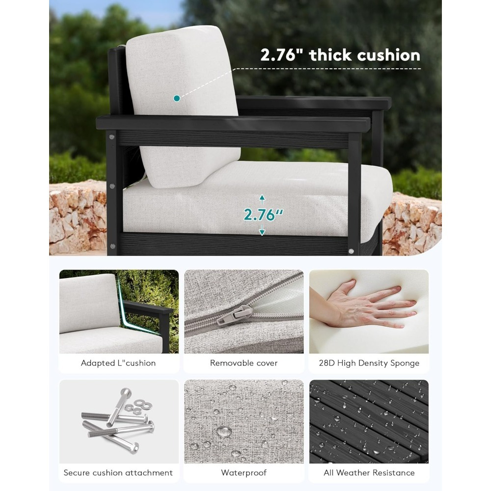 4 Pieces HDPE Outdoor Sofa Set - Outdoor Furniture Japanese Style recensione e prezzo