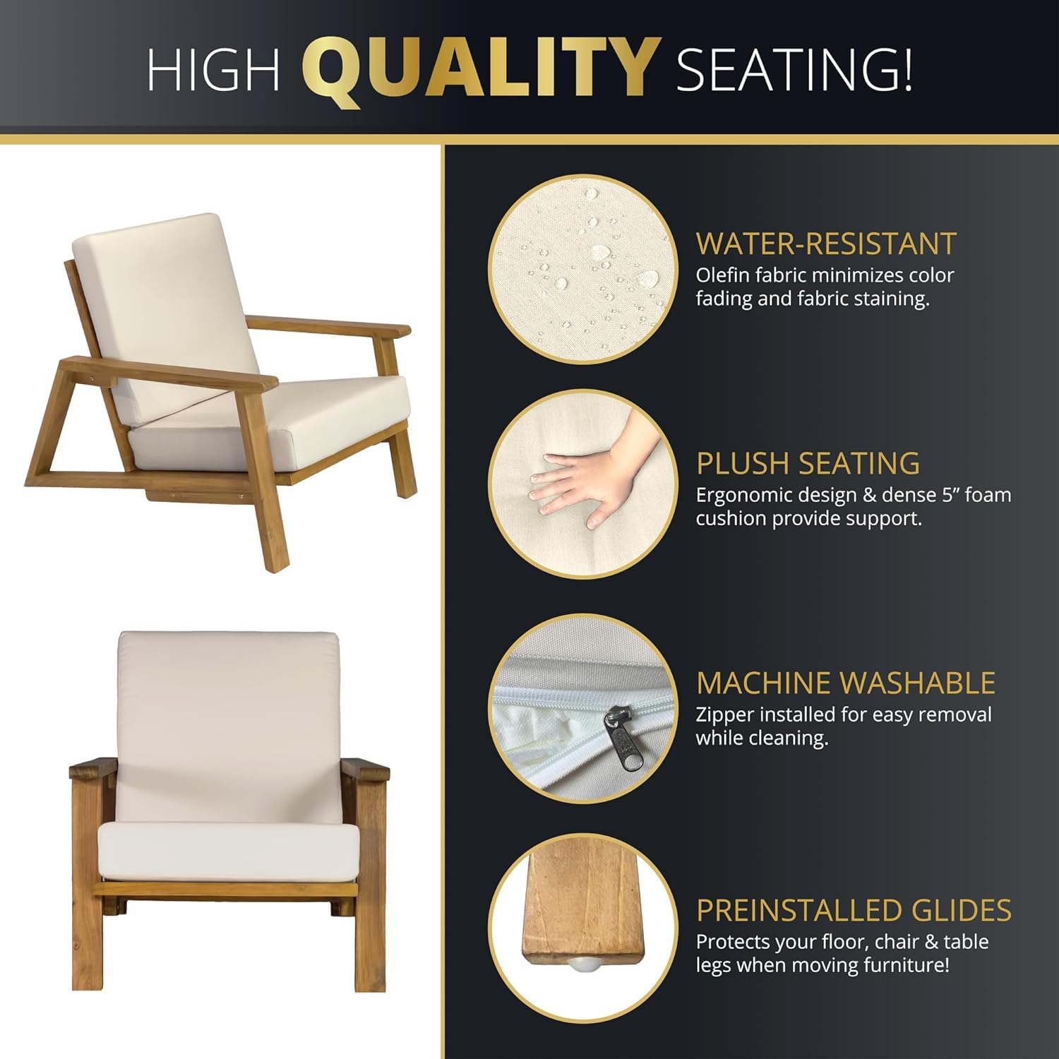 4-Piece Deep Seating Teak Pati - Outdoor Furniture Japanese Style recensione e prezzo