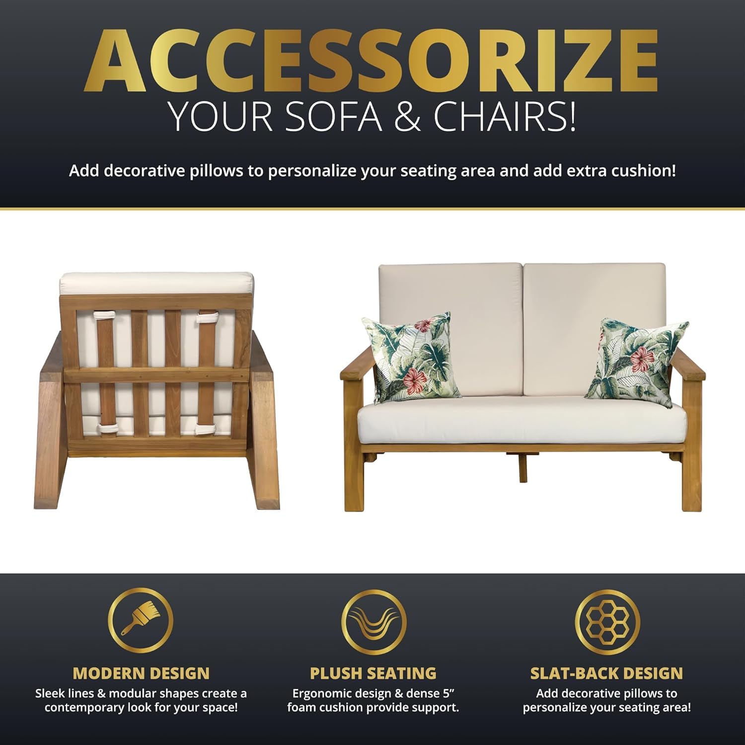 4-Piece Deep Seating Teak Pati - Outdoor Furniture Japanese Style recensione e prezzo