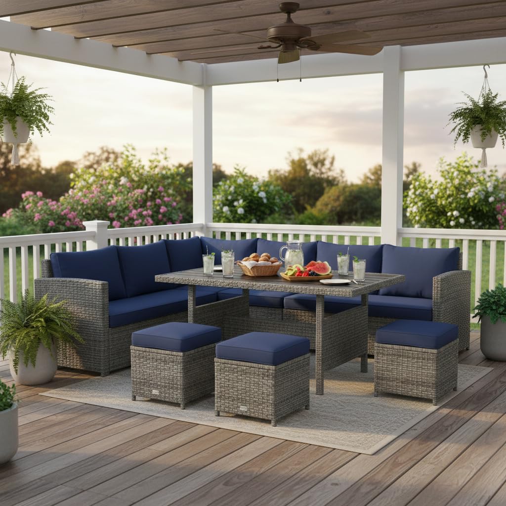 7 Piece All Weather Wicker Pat - Outdoor Furniture Dining Set recensione e prezzo
