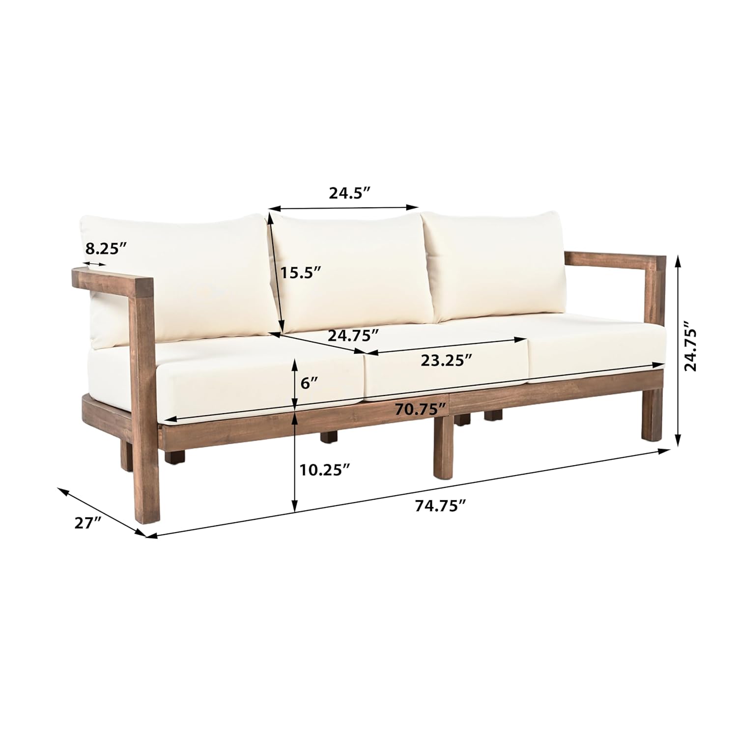 3 Seater Acacia Wood Outdoor S - Outdoor Furniture Japanese Style recensione e prezzo