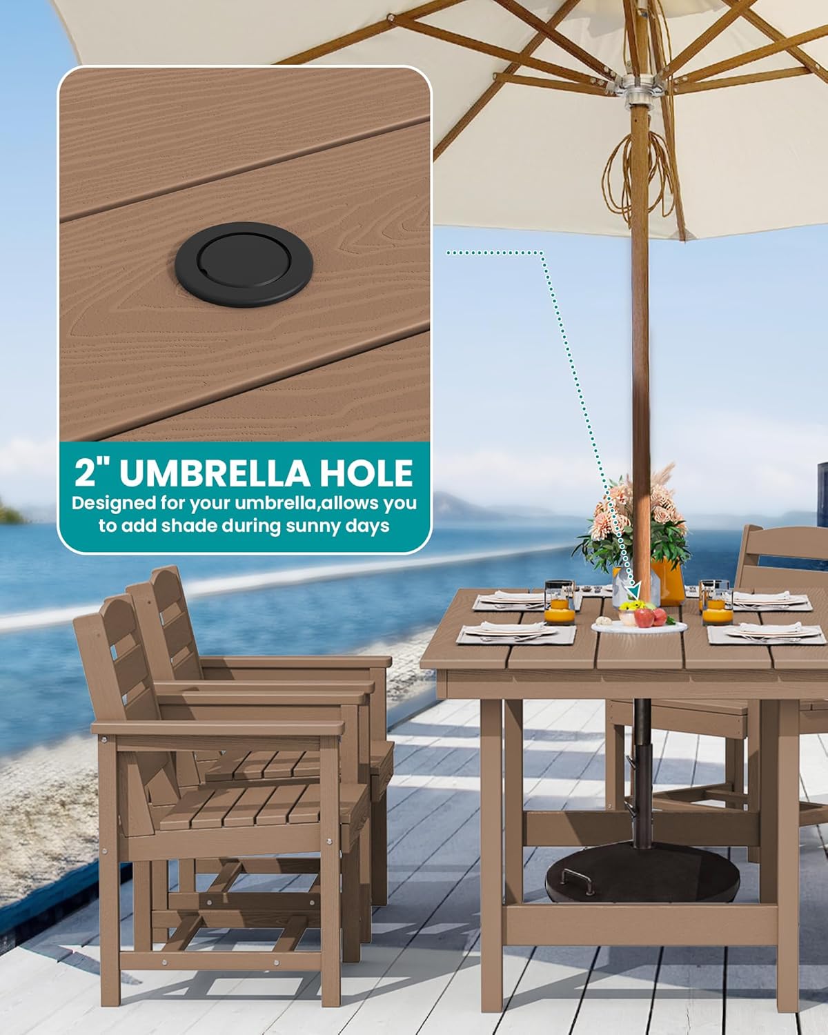 5-Piece HDPE Outdoor Dining Se - Outdoor Furniture Japanese Style recensione e prezzo