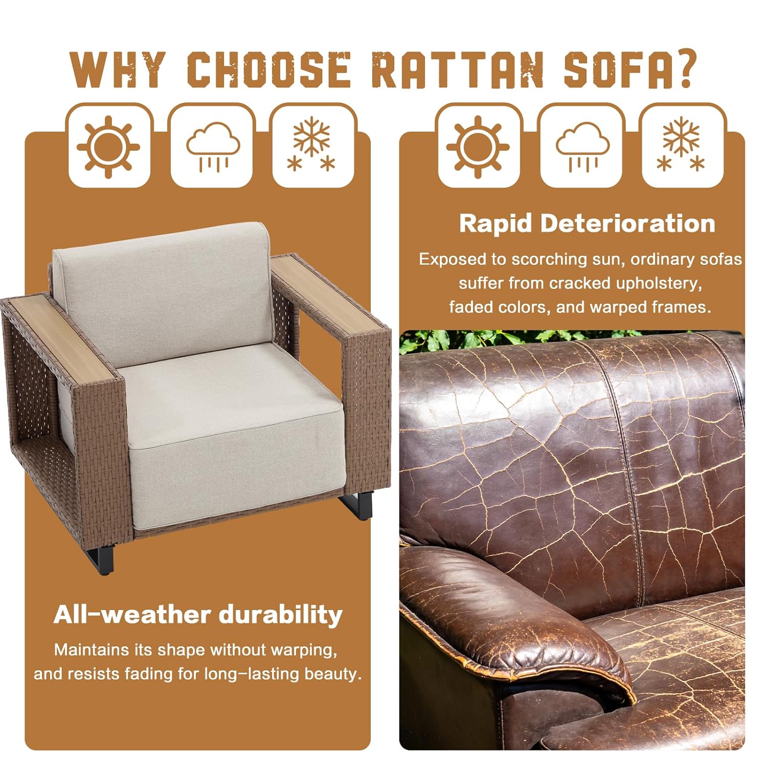 6pc PE Rattan Sectional Sofa S - Outdoor Furniture Japanese Style recensione e prezzo